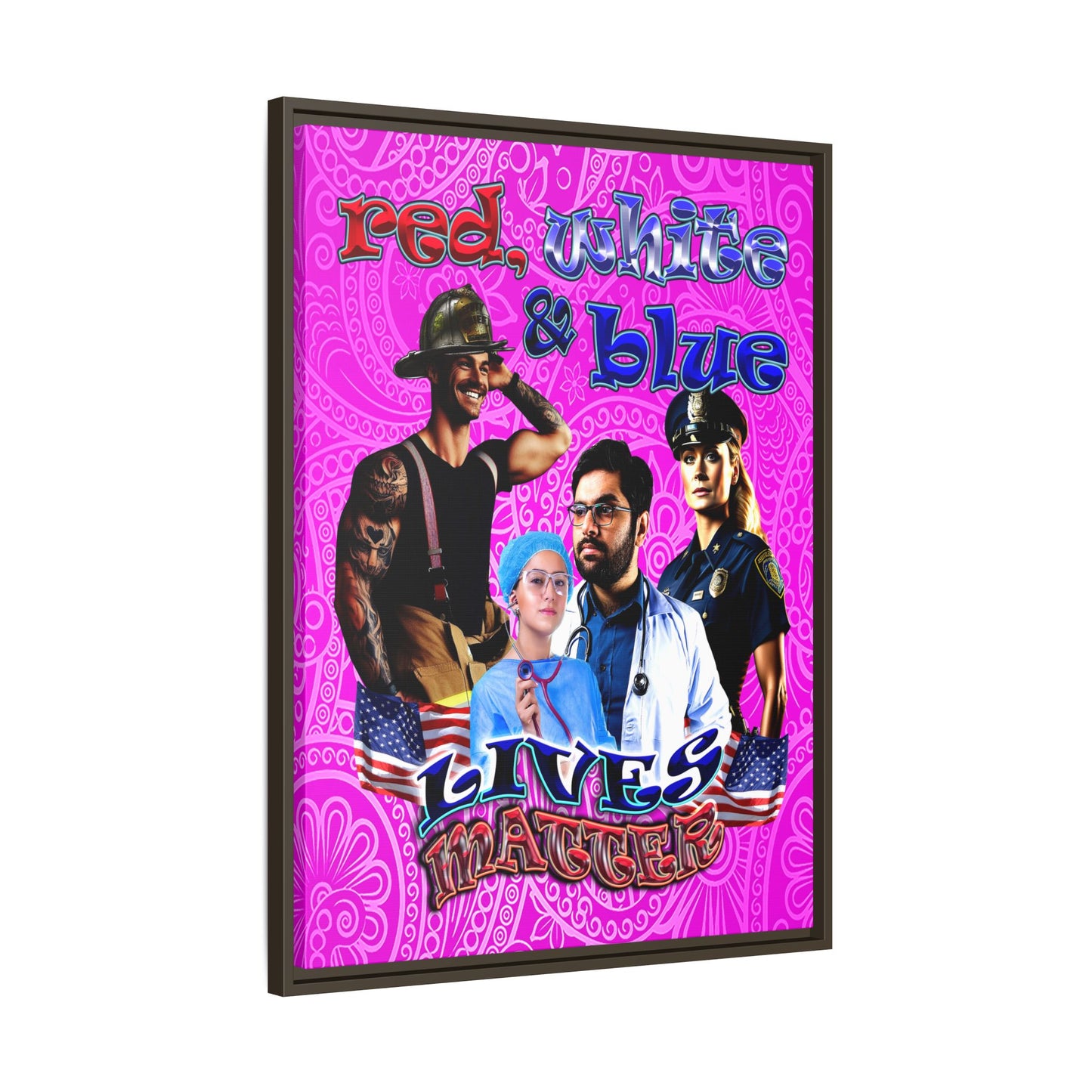 rw&b lives matter - framed canvas art (pink swirl)