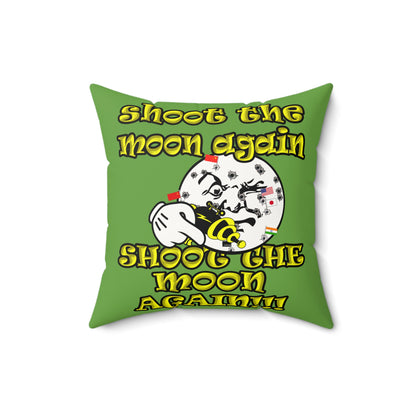 shoot the moon again - Faux Suede Square Pillow - (green)