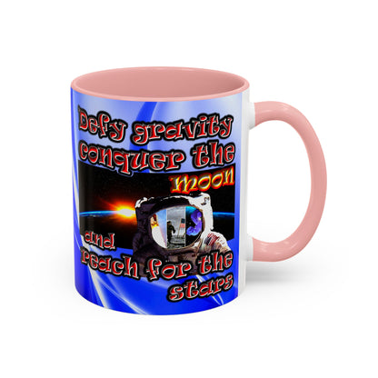 defy conquer reach - Accent Mug (blue-white wave)