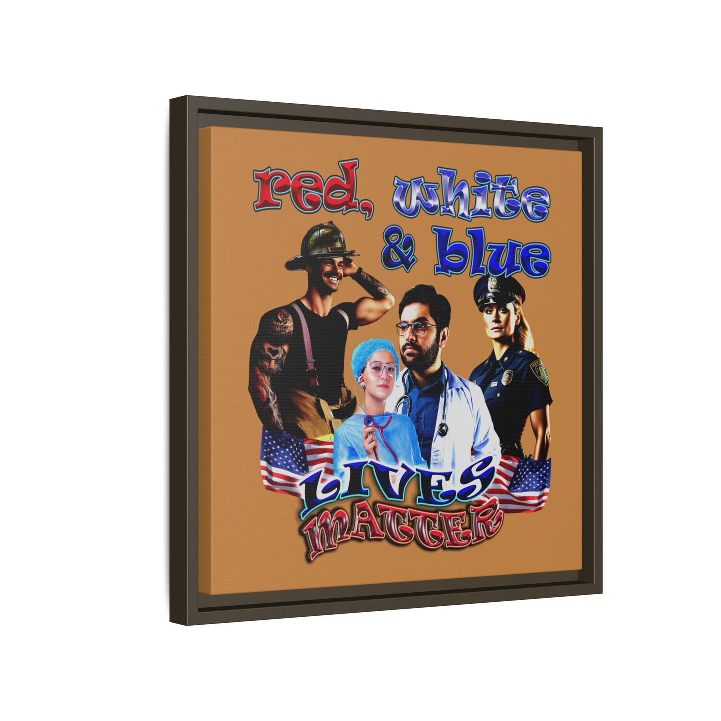 rw&b lives matter - framed canvas art (light brown)