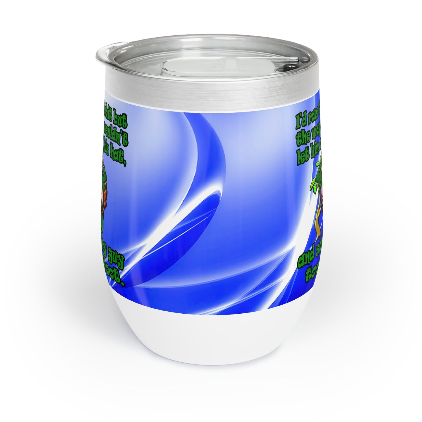 turtle race - Chill Wine Tumbler (blue-white wave)