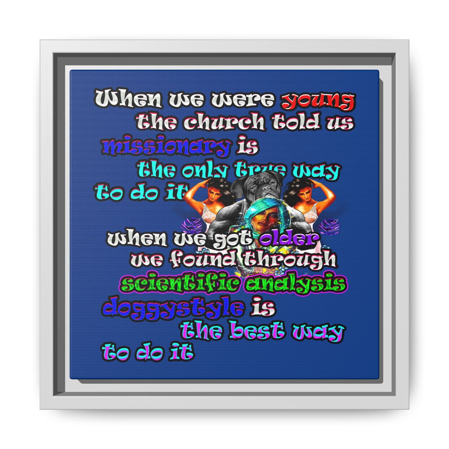 doggystyle - framed canvas art (dark blue)