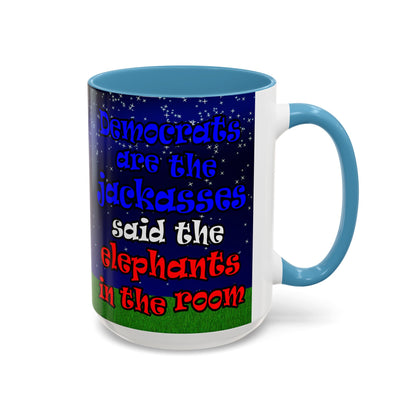donkeys and elephants - Accent Mug ('snoops' background)