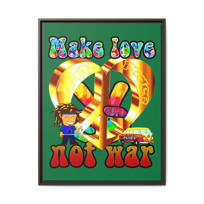 love peace - framed canvas art (dark green)