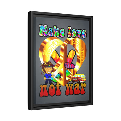 love peace - framed canvas art (grey-light grey)