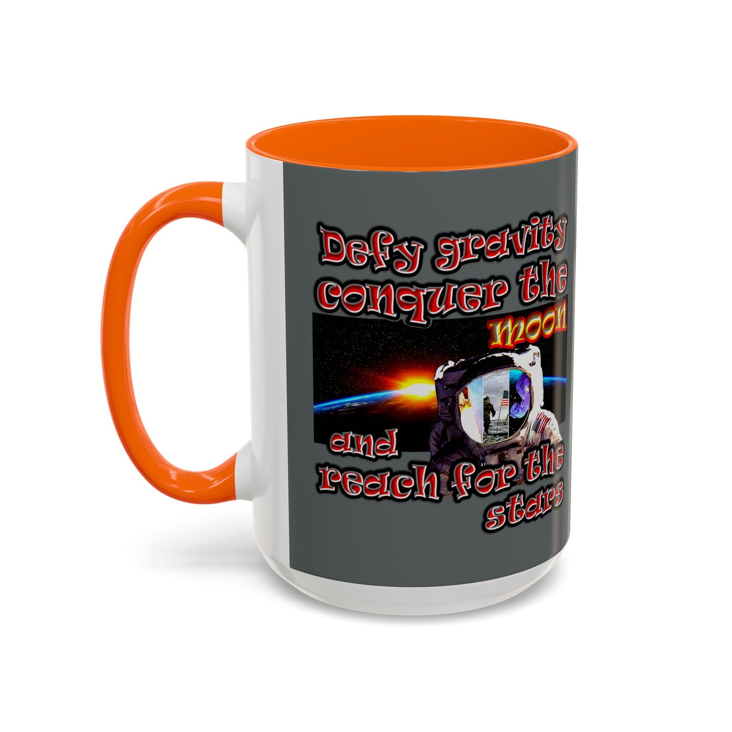defy conquer reach - Accent Mug (dark grey)