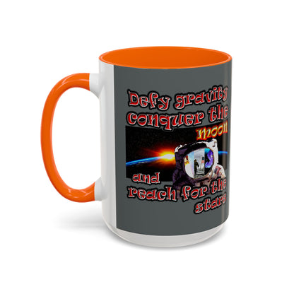 defy conquer reach - Accent Mug (dark grey)