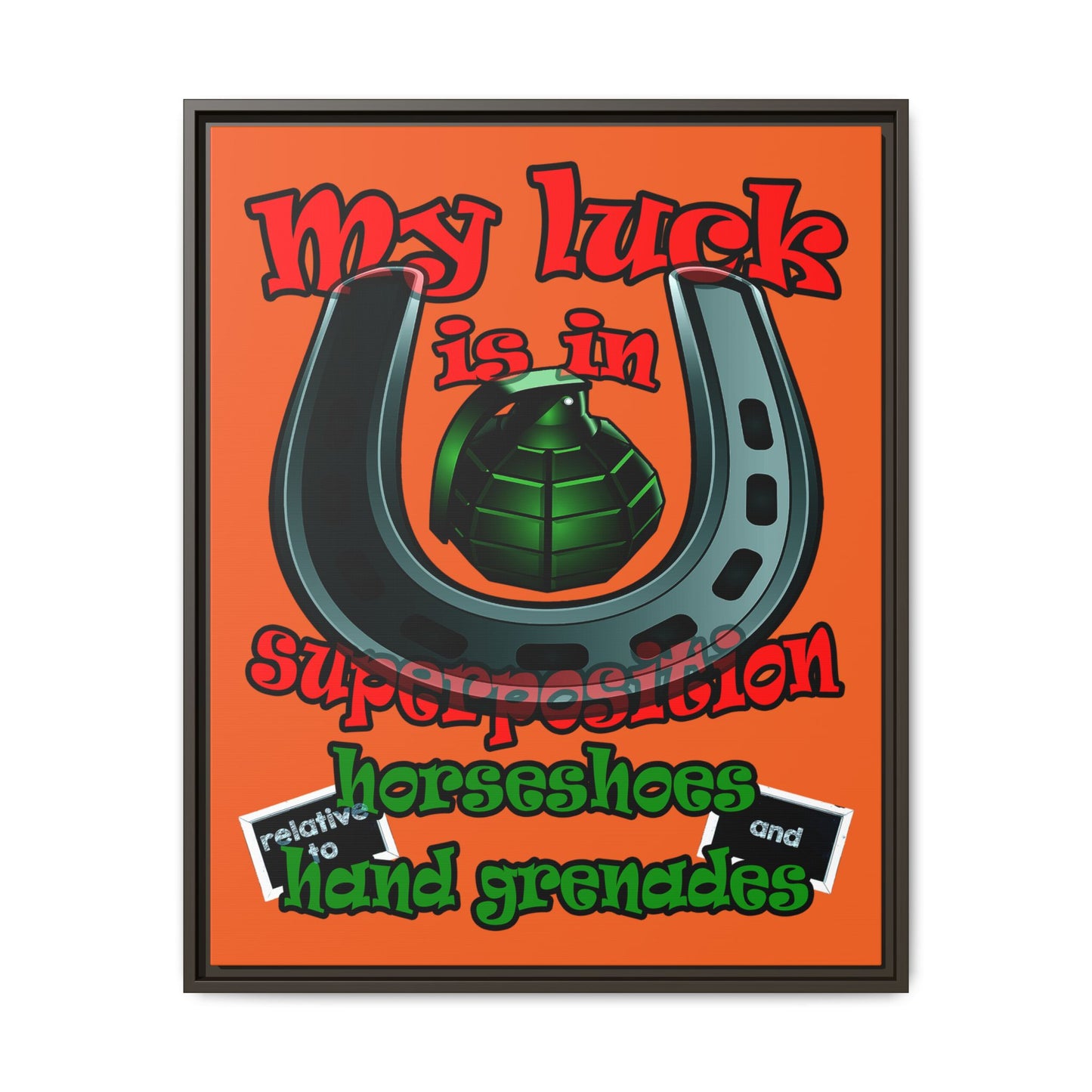 my luck - framed canvas art (orange)