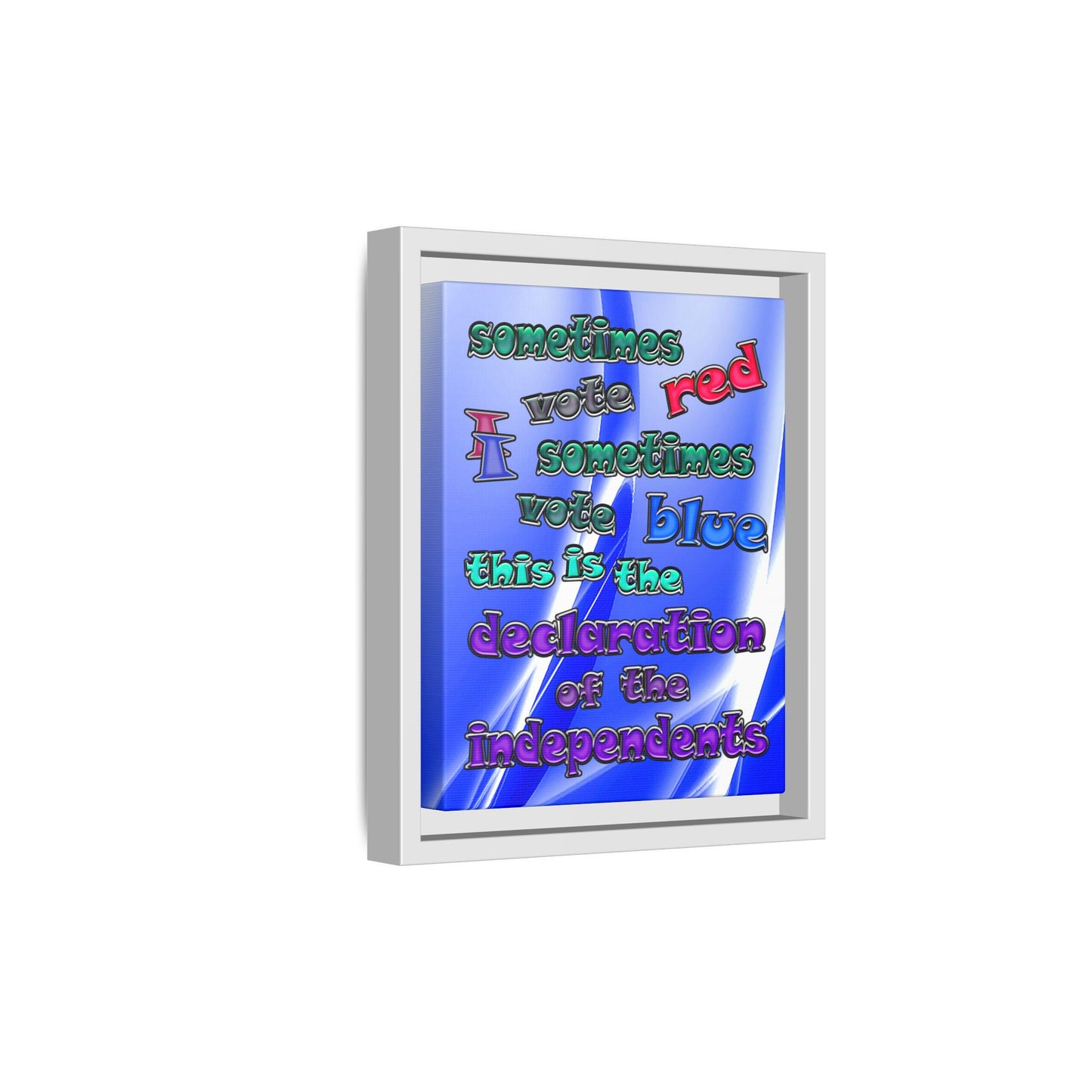 declaration of the independents - framed canvas art (blue-white wave)