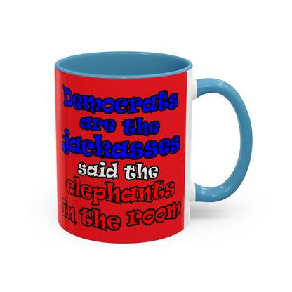 donkeys and elephants - Accent Mug (red)