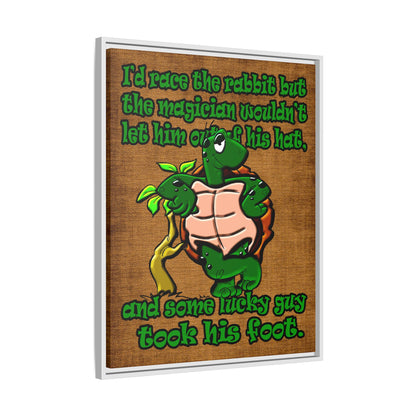 turtle race - framed canvas art (brown papyrus)