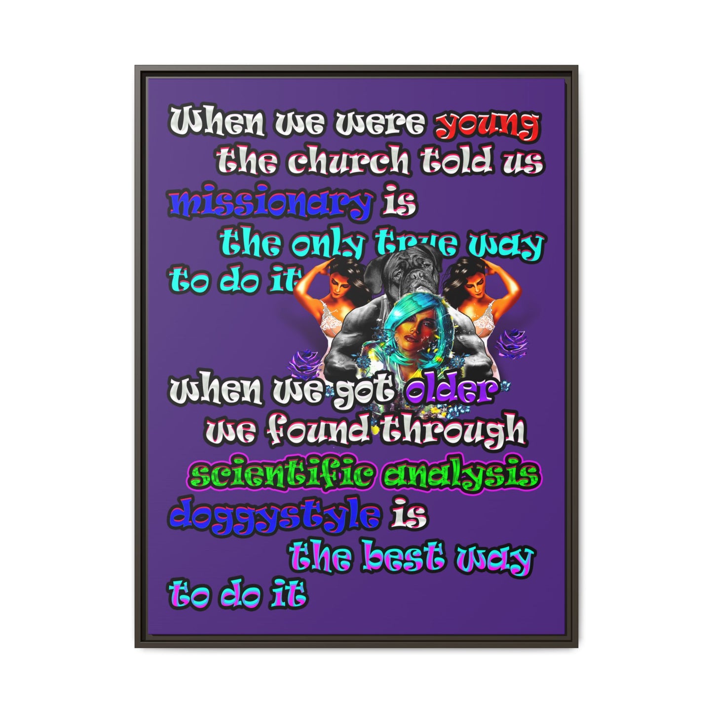 doggystyle - framed canvas art (purple)