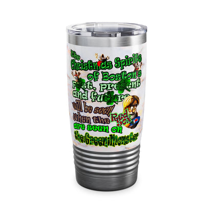 christmas spirits of boston - Ringneck Tumbler, 20oz (white marble)