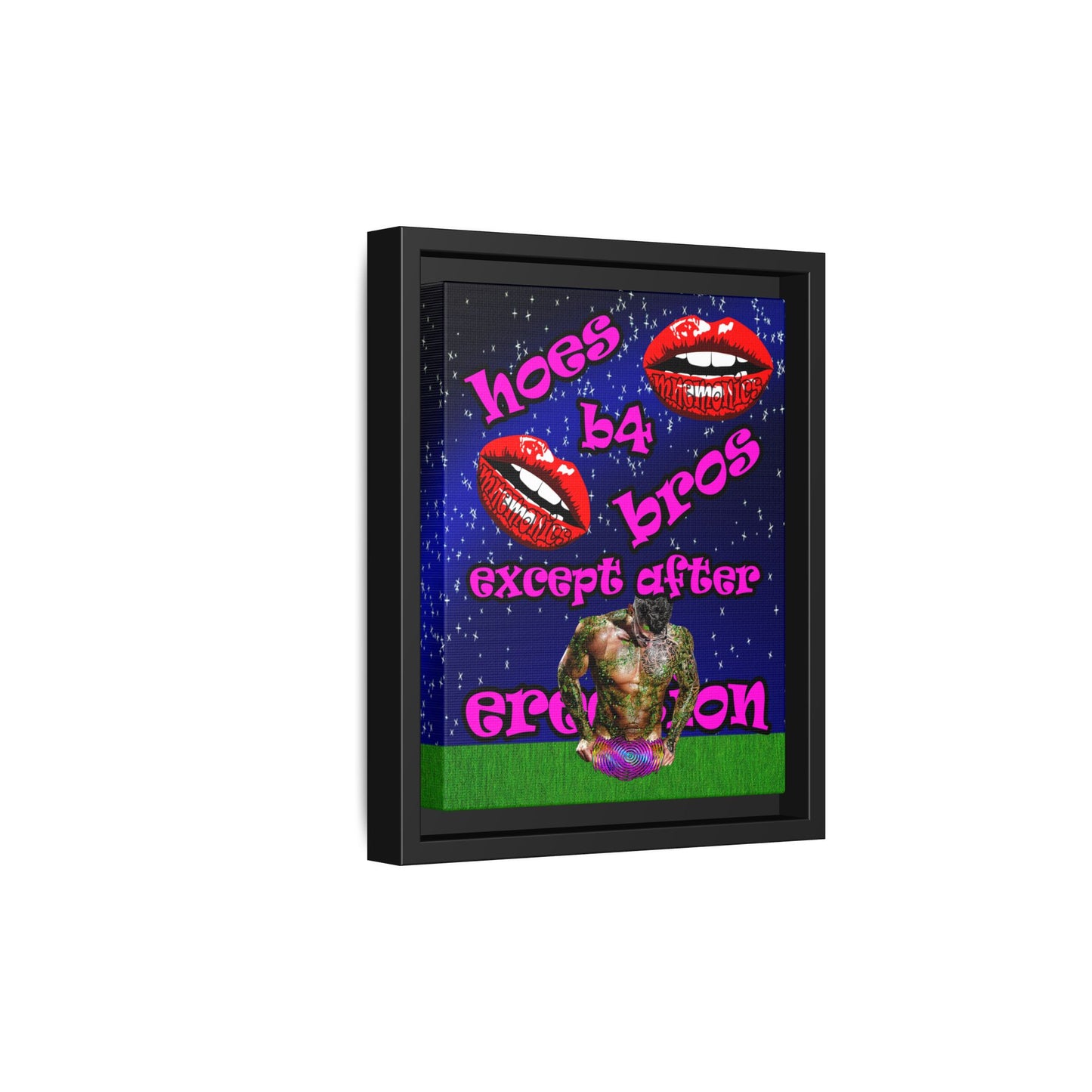 hoes b4 bros - framed canvas art ('snoops' background)