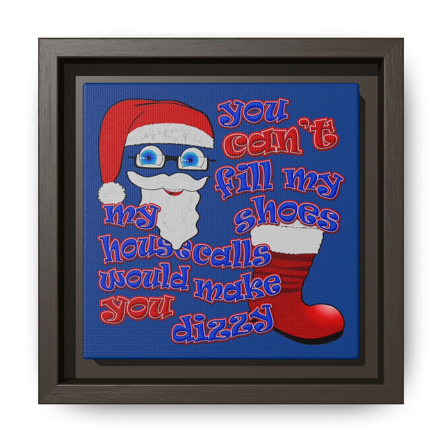 santa's shoes - framed canvas art (dark blue)