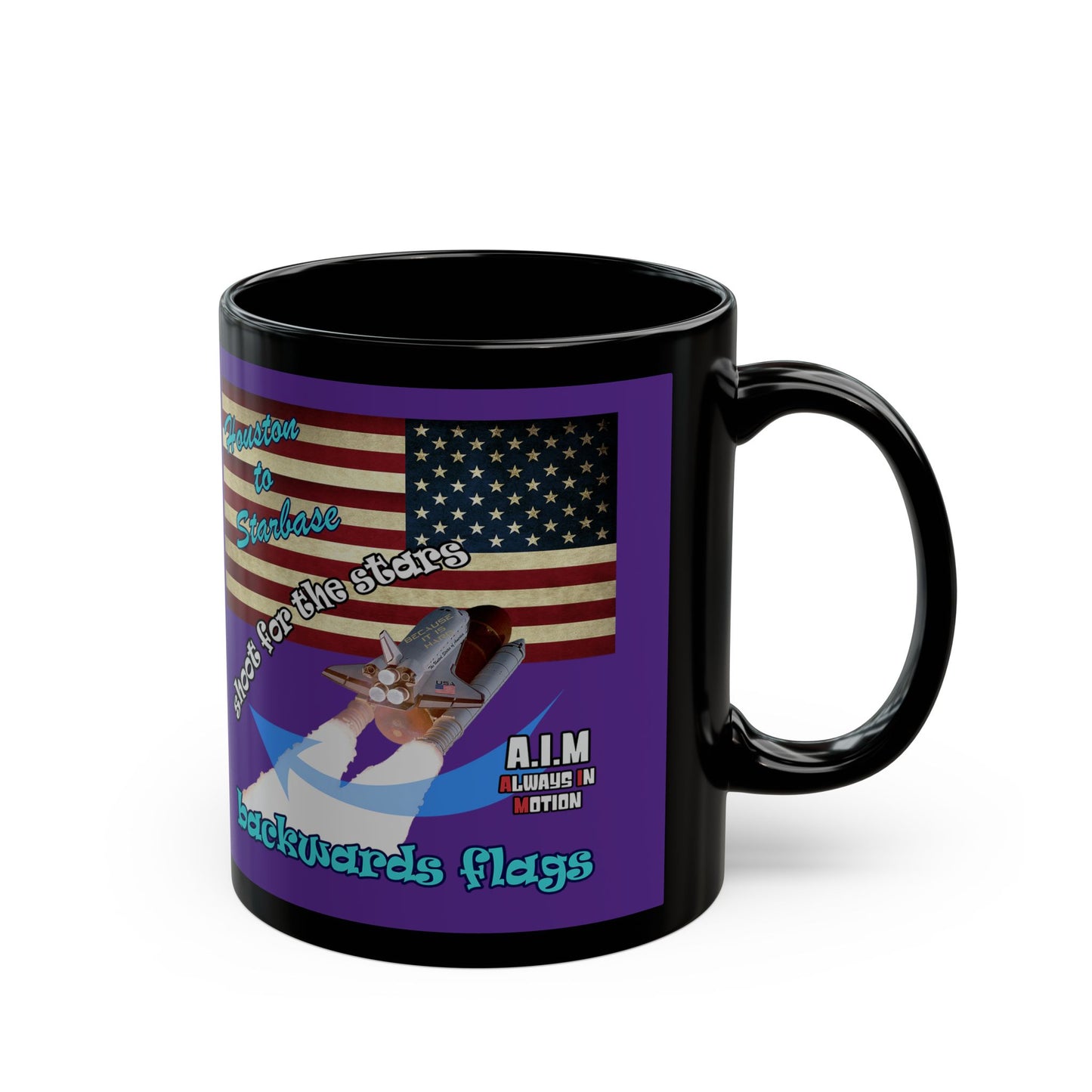 shoot for the stars - Black Mug (purple)