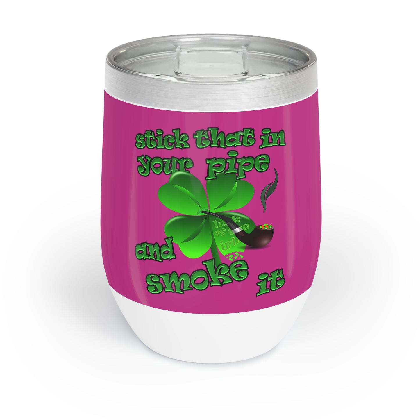 celtics logo - Chill Wine Tumbler (pink)