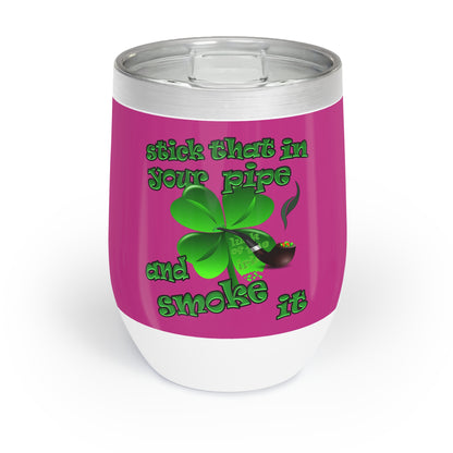 celtics logo - Chill Wine Tumbler (pink)