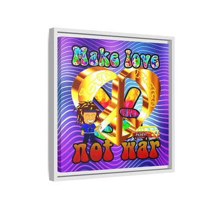 love peace - framed canvas art (purple wave)