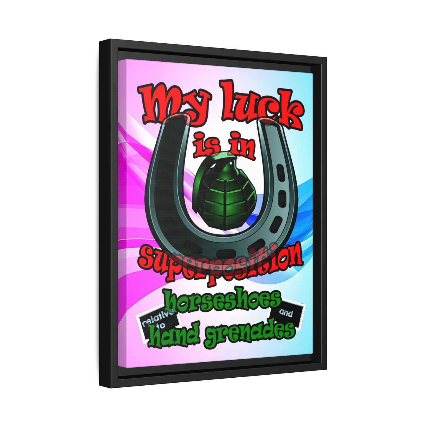 my luck - framed canvas art (light blue-pink wave)