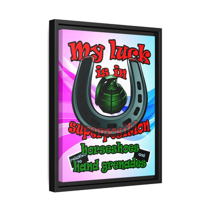my luck - framed canvas art (light blue-pink wave)