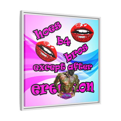 hoes b4 bros - framed canvas art (light blue-pink wave)