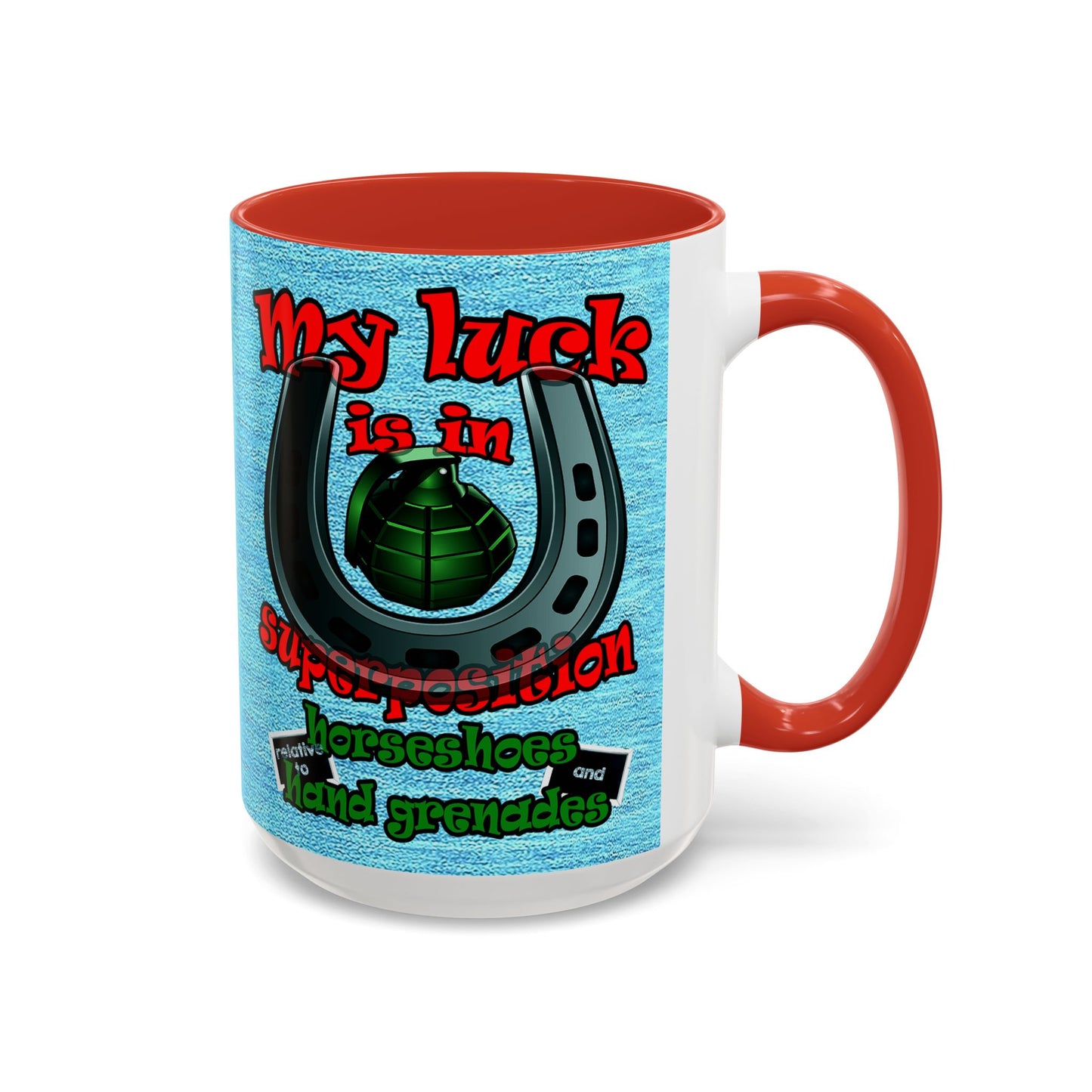 my luck - Accent Mug (faded dark blue)