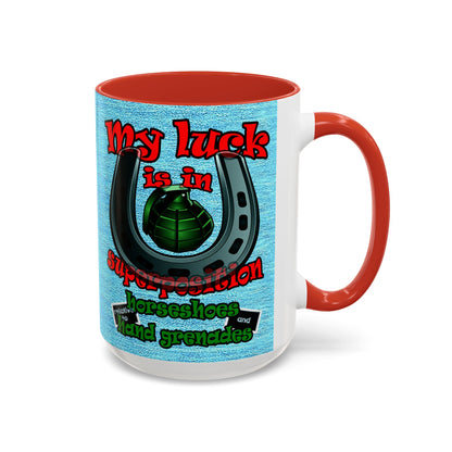 my luck - Accent Mug (faded dark blue)
