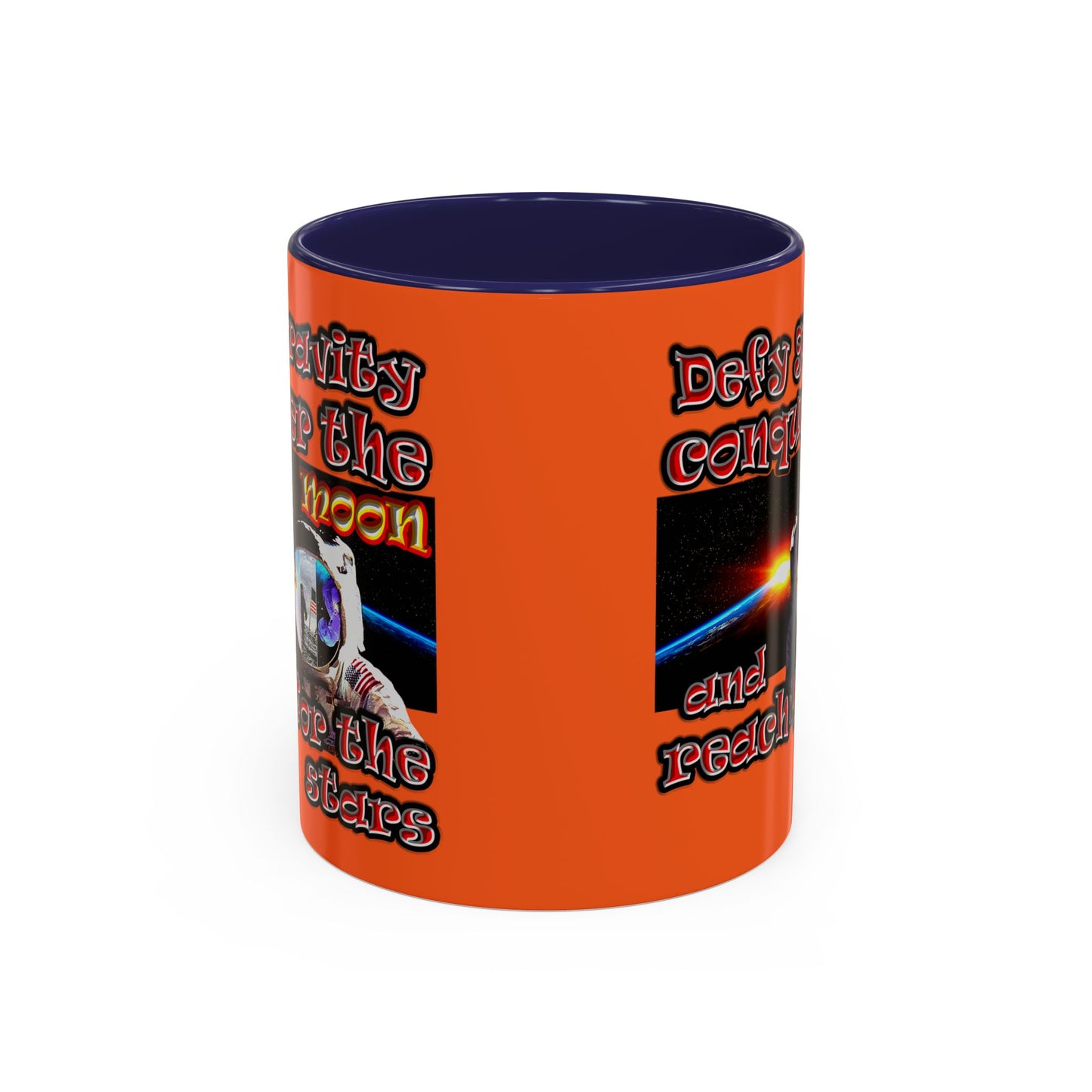 defy conquer reach - Accent Mug (orange)