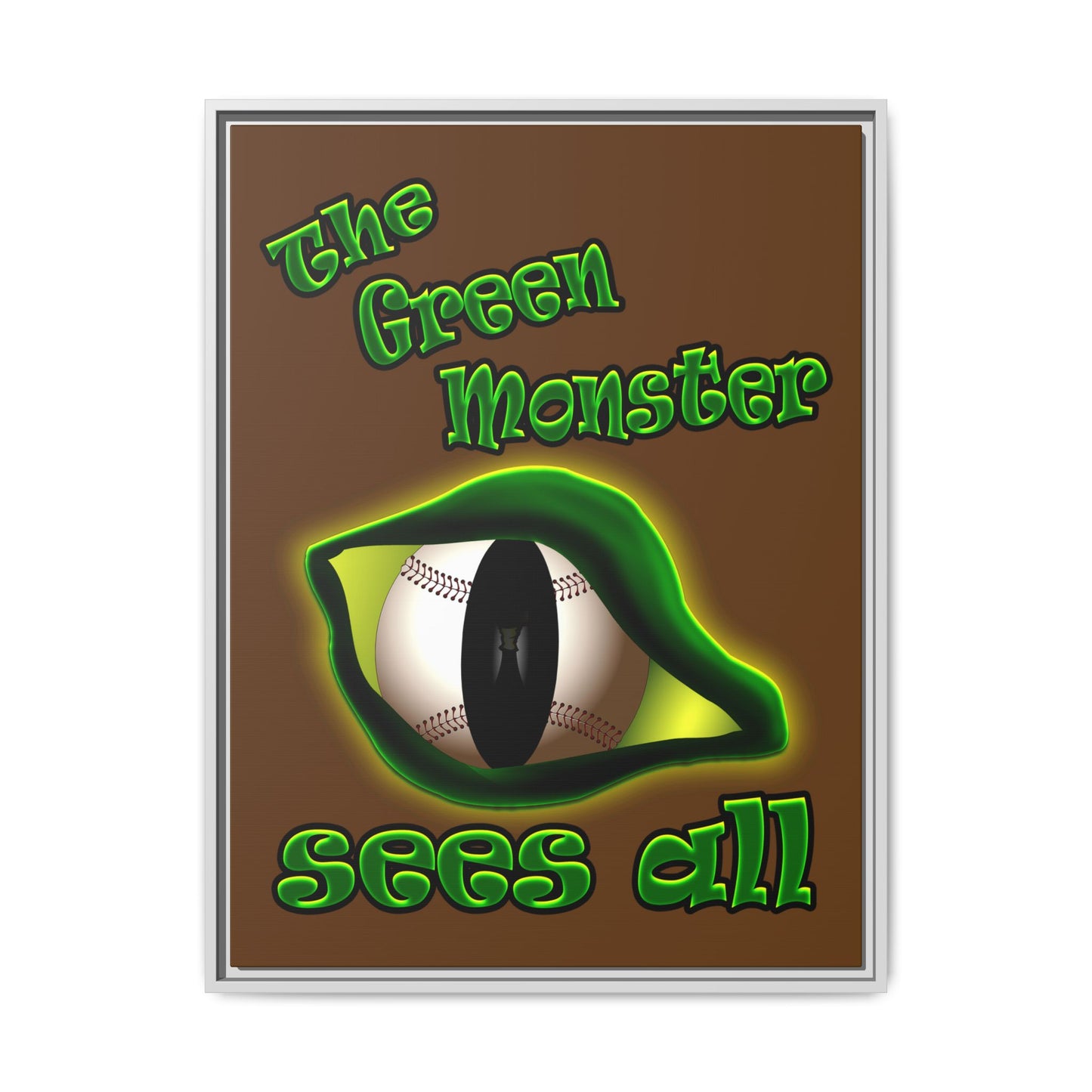 green monster - framed canvas art (brown)