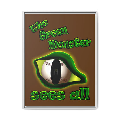 green monster - framed canvas art (brown)