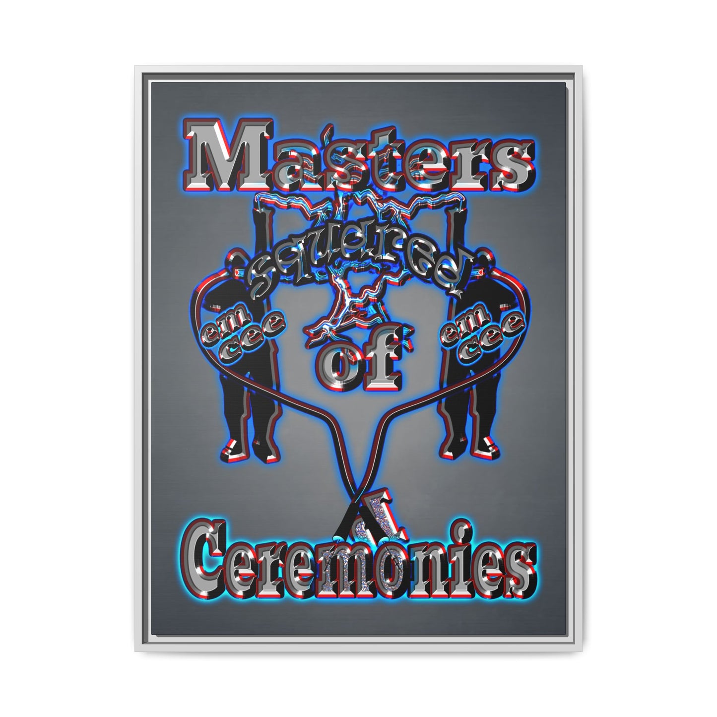 em cee squared - framed canvas art (grey-light grey)