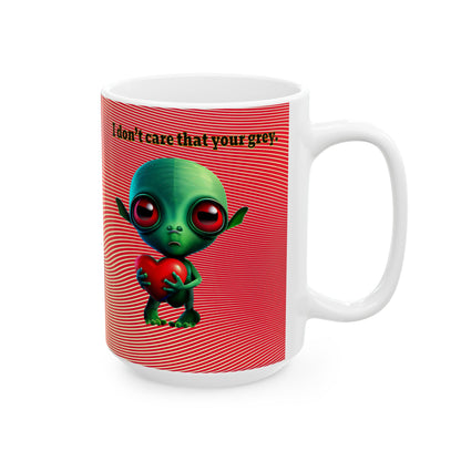 I don't care that your grey - White Mug (yellow-orange wave)