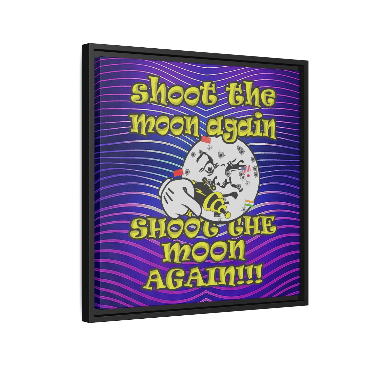shoot the moon again - framed canvas art (purple wave)