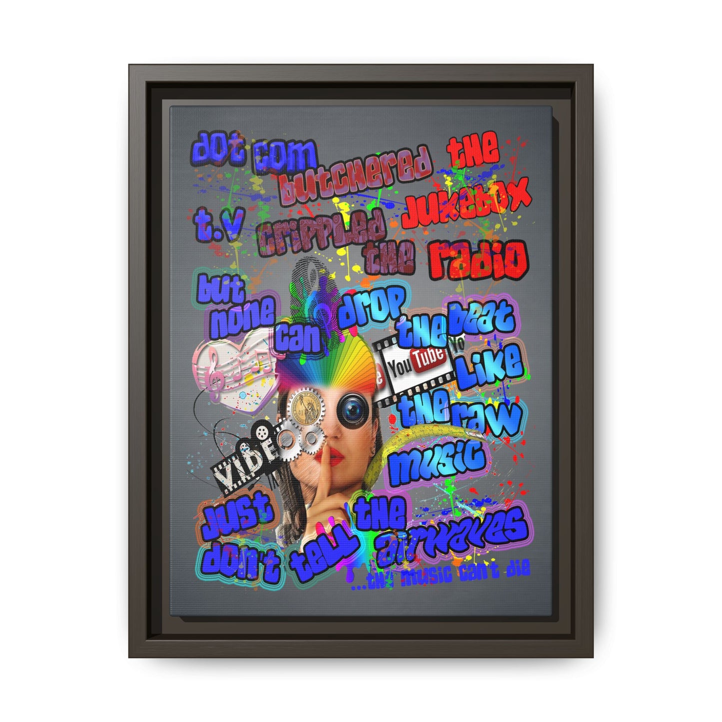 drop the beat - framed canvas art (grey-light grey)