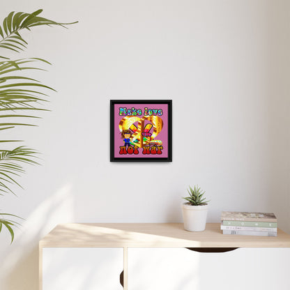 love peace - framed canvas art (light pink)