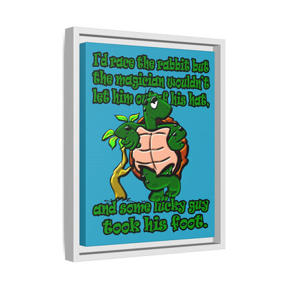 turtle race - framed canvas art (turquoise)