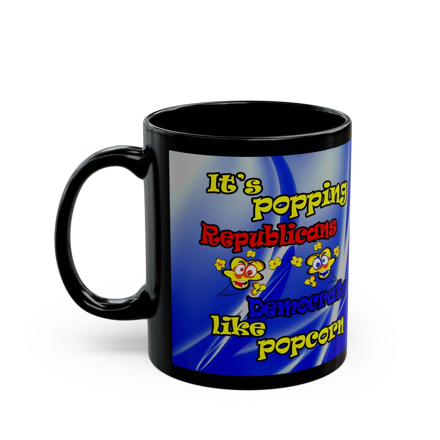 popping like popcorn - Black Mug (blue-white wave)
