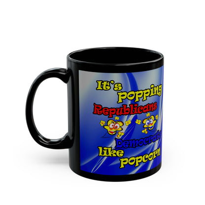 popping like popcorn - Black Mug (blue-white wave)