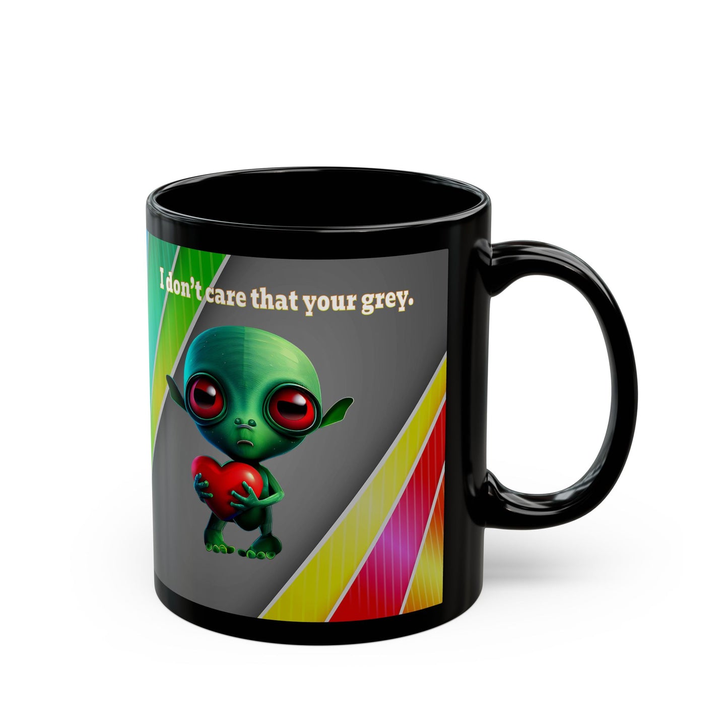 I don't care that your grey - Black Mug (rainbow split)