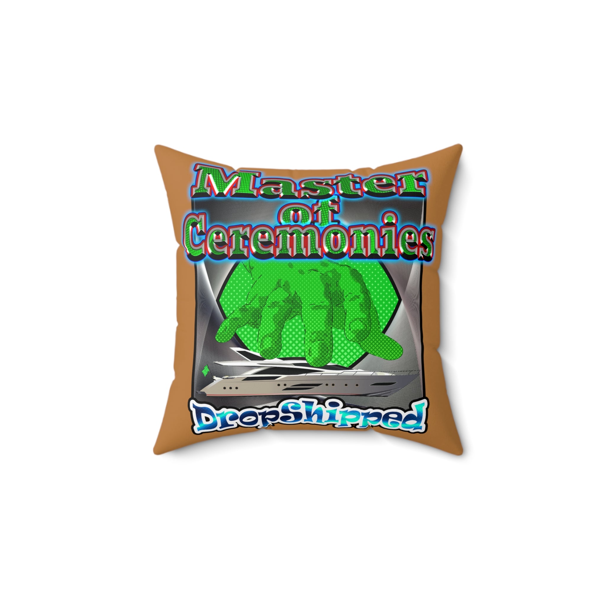 logo - Faux Suede Square Pillow - (light brown)
