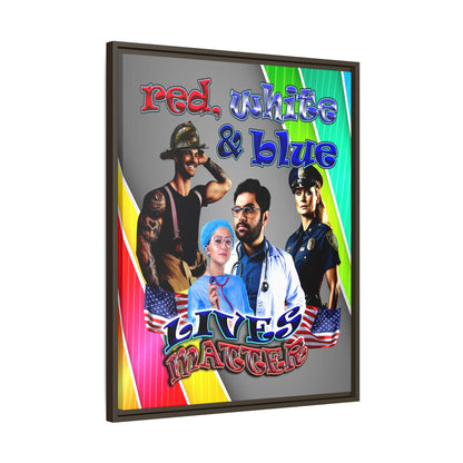 rw&b lives matter - framed canvas art (rainbow split)
