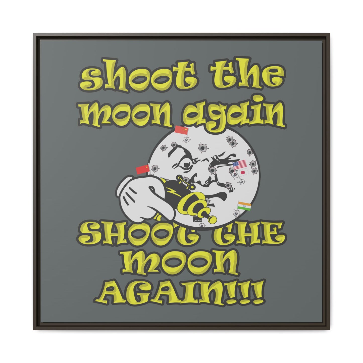 shoot the moon again - framed canvas art (dark grey)