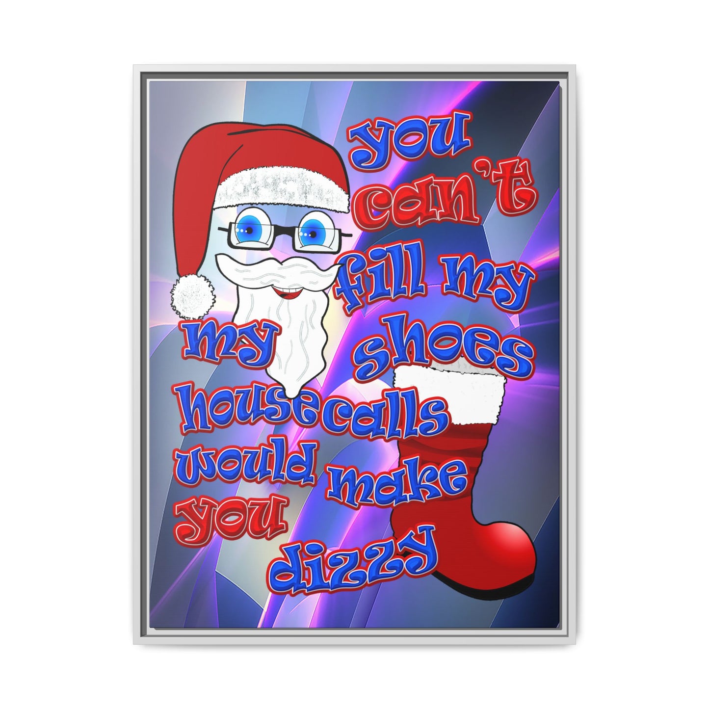 santa's shoes - framed canvas art (grey-pink wave)
