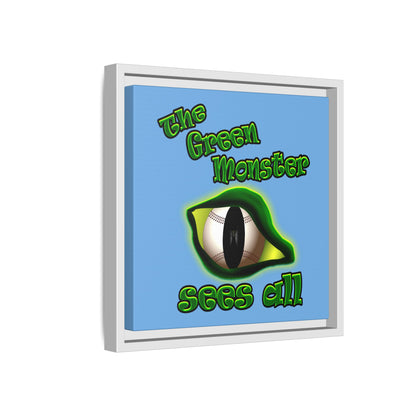 green monster - framed canvas art (light blue)
