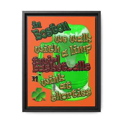 celtics logo - framed canvas art (orange)