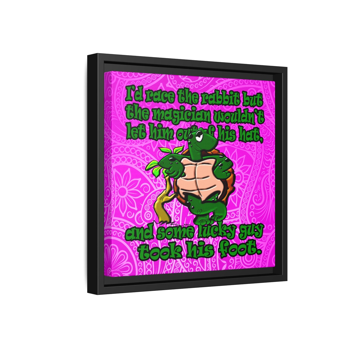 turtle race - framed canvas art (pink swirl)
