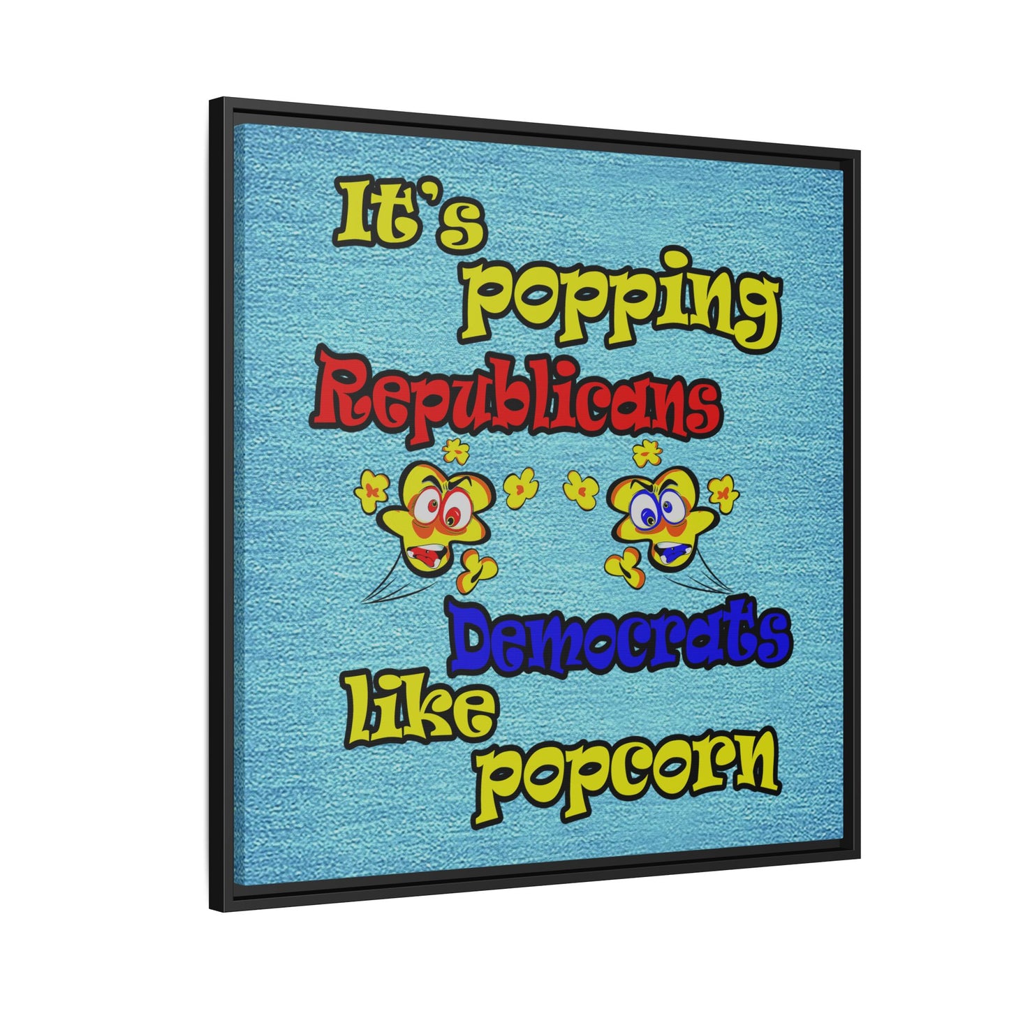 popping like popcorn - framed canvas art (faded dark blue)