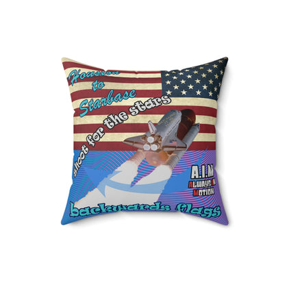 shoot for the stars - Spun Polyester Square Pillow - (light blue-purple wave)