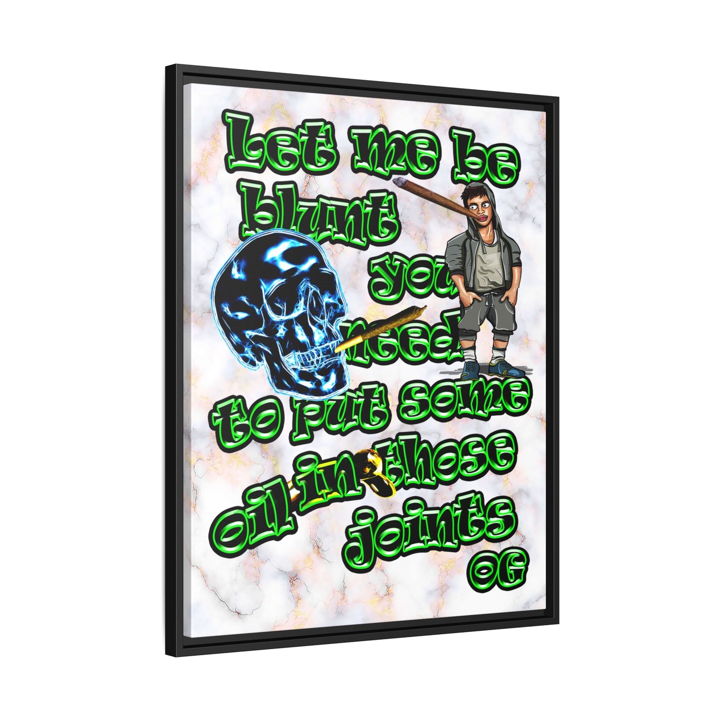 og - framed canvas art (white marble)